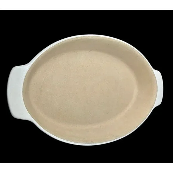 Beige Oval Stoneware Baking Roaster Pan 13x9" Pampered Chef Heritage Collection - Picture 3 of 8